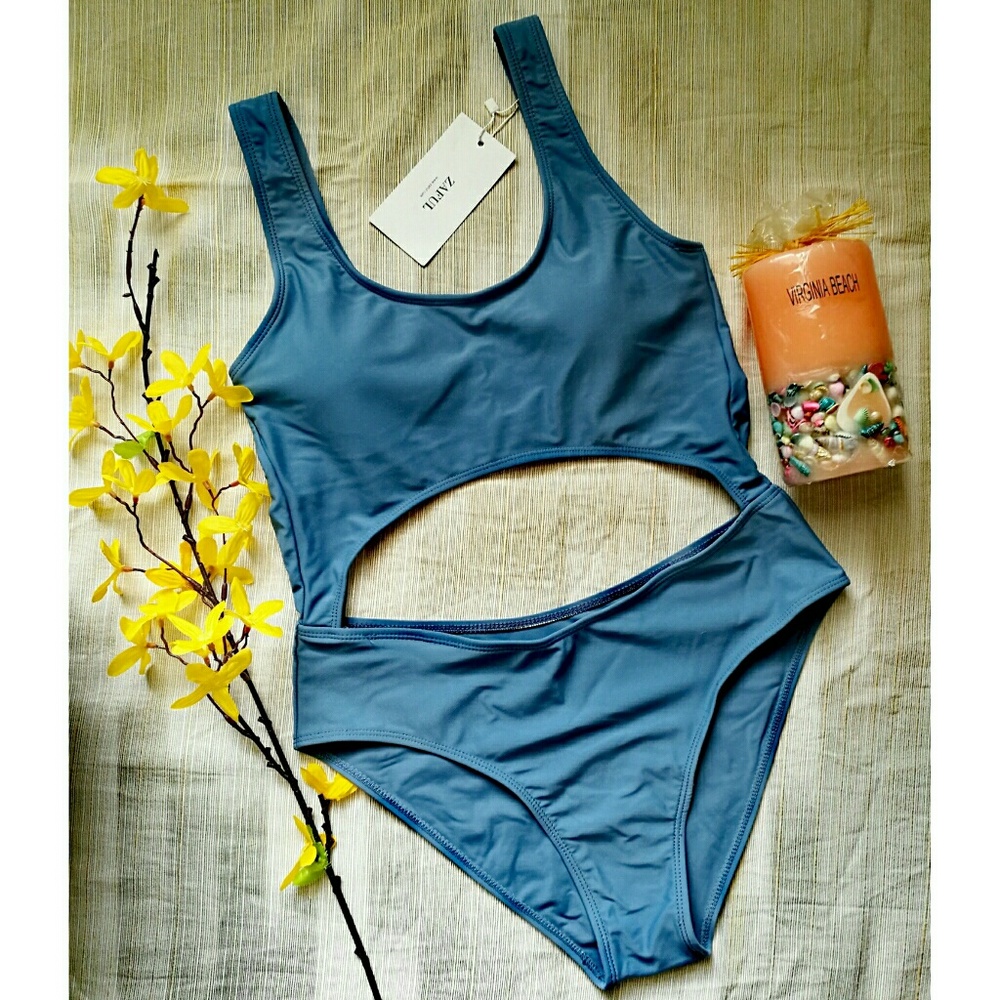 ZAFUL blue cut out monokini swimsuit size S